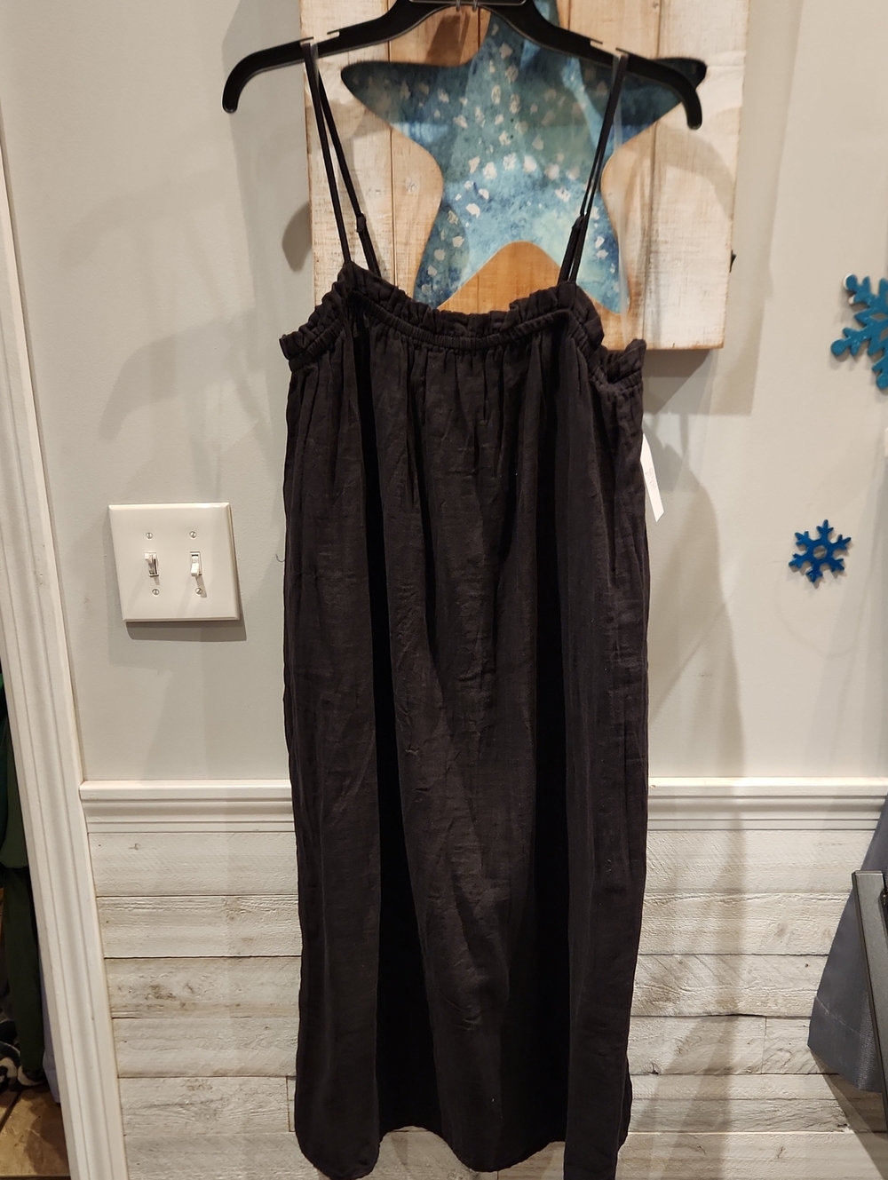 NWT Time & Tru Black Spaghetti Strap Midi Dress Sz M (8-10)
